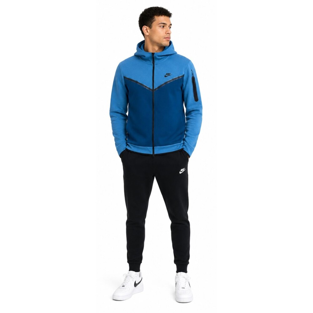 Nike Tech Fleece Full Zip Hoodie Blue Colorblock Jacket Men’s Large